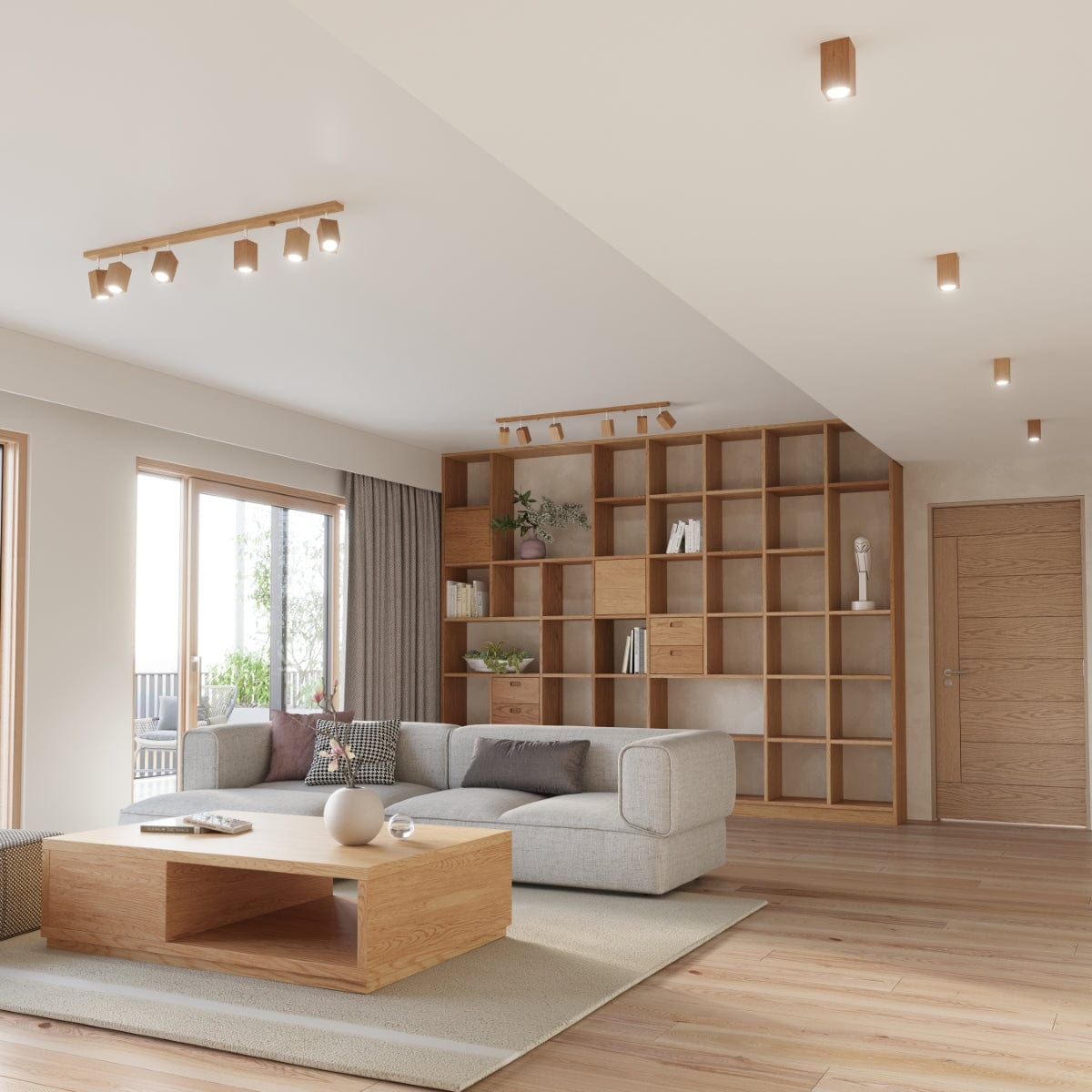 KEKE 30 Ek Taklampa - Minimalistisk Trädesign - Loftstil Belysning - Hållbar Konstruktion - Justerbar Lampa Kompatibilitet