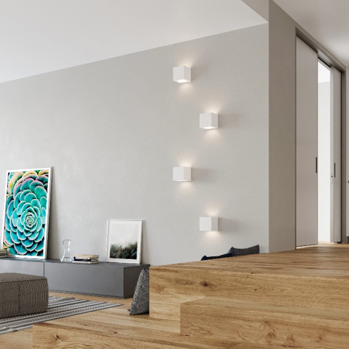 Leo Keramisk Vägglampa - Vit - Geometrisk Design - E27 - LED Kompatibel