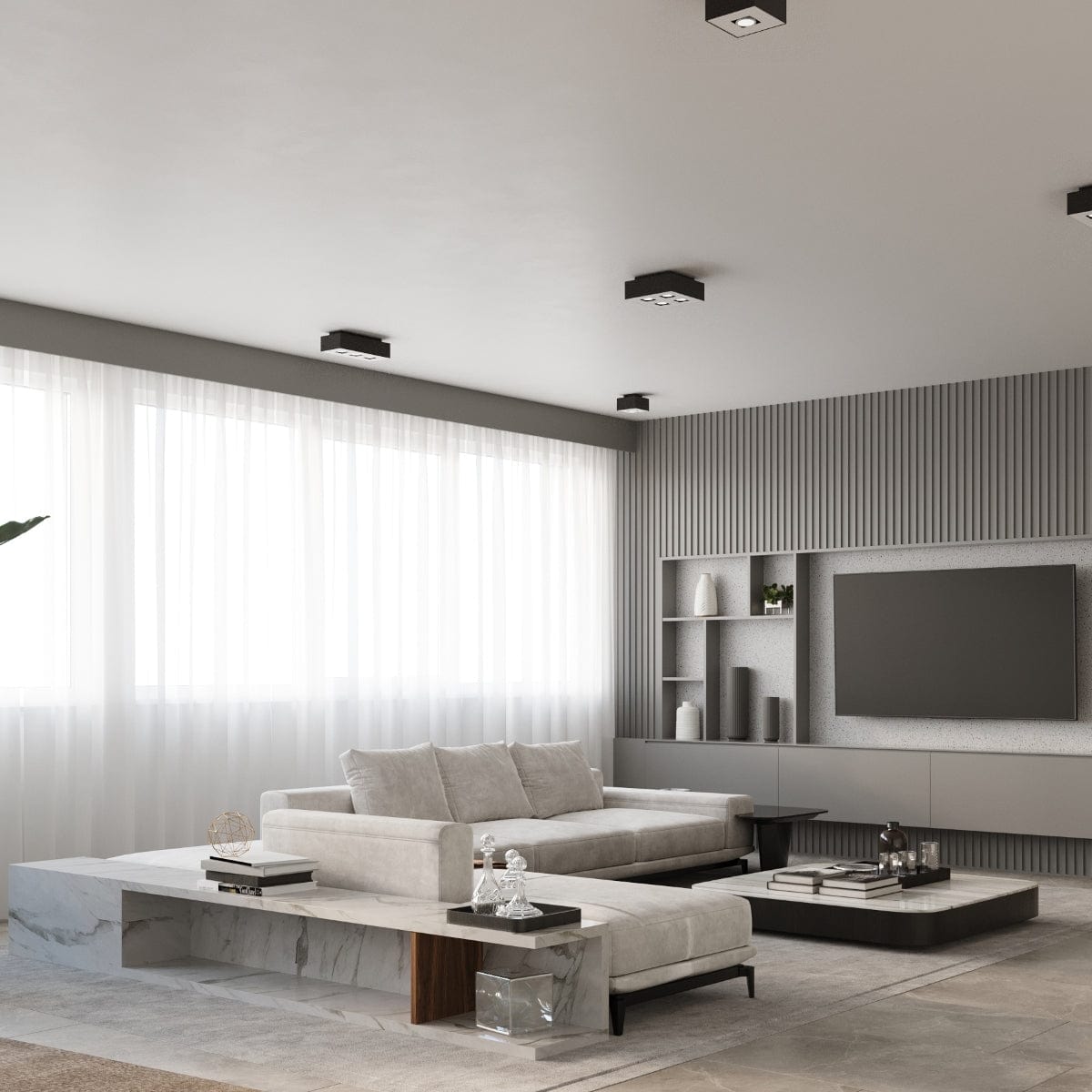 Mono Taklampa - GU10 Enkelljus - Stål - Vit/Svart - 14x14x11 cm