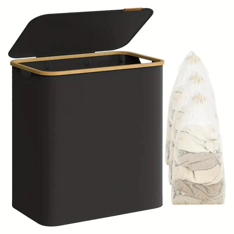 SortiSpace tvättkorg - 150L hopfällbar tvättkorg med 2 fack