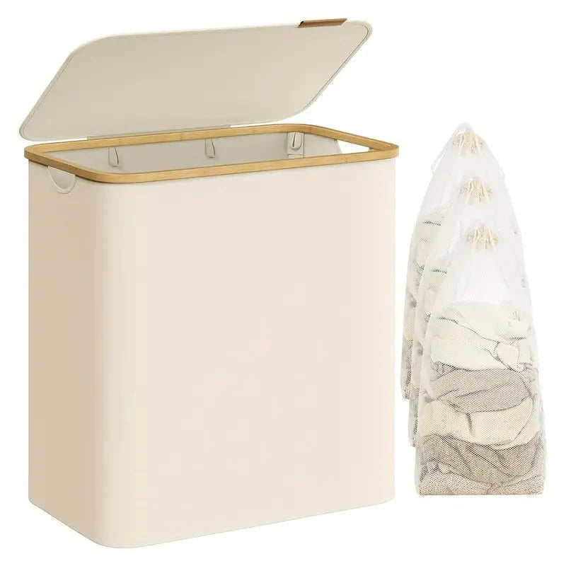 SortiSpace tvättkorg - 150L hopfällbar tvättkorg med 2 fack