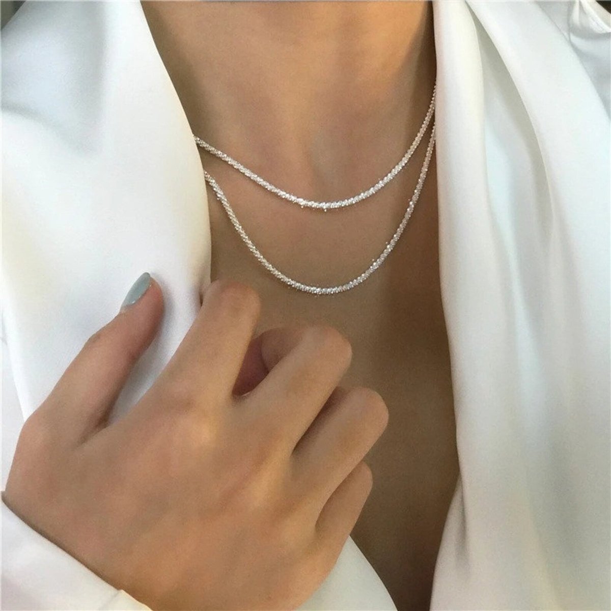 STARLIGHT SET - Minimalistisk sterling silver halsband duo för vardaglig elegans