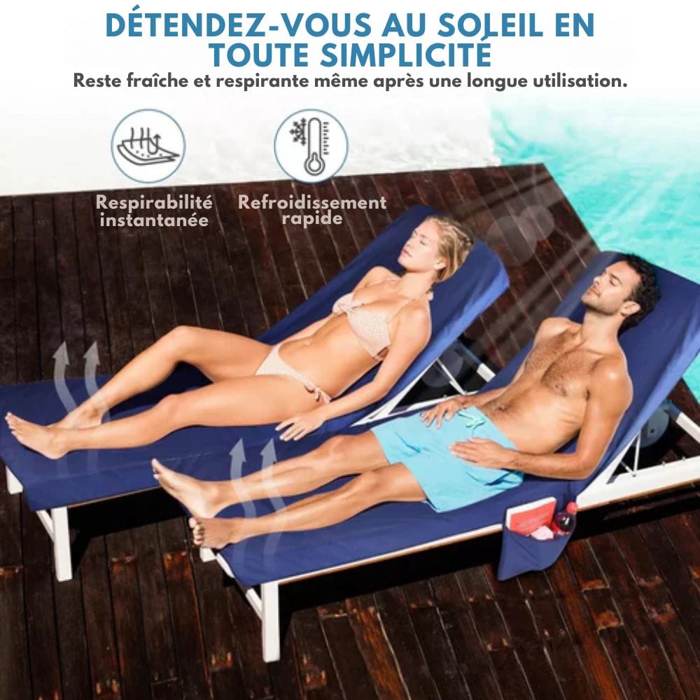 Sunlounge Handduk - Halkfri solsängsöverdrag med sidofickor