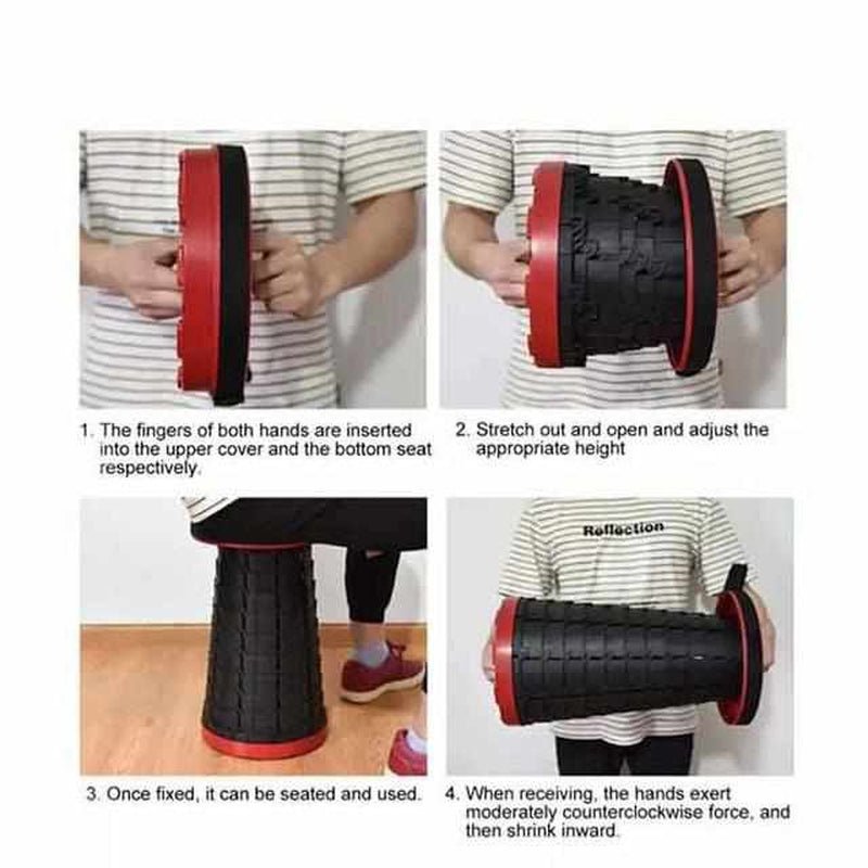 Teleskopisk hopfällbar pall - justerbar, bärbar sittplats för komfort inomhus och utomhus