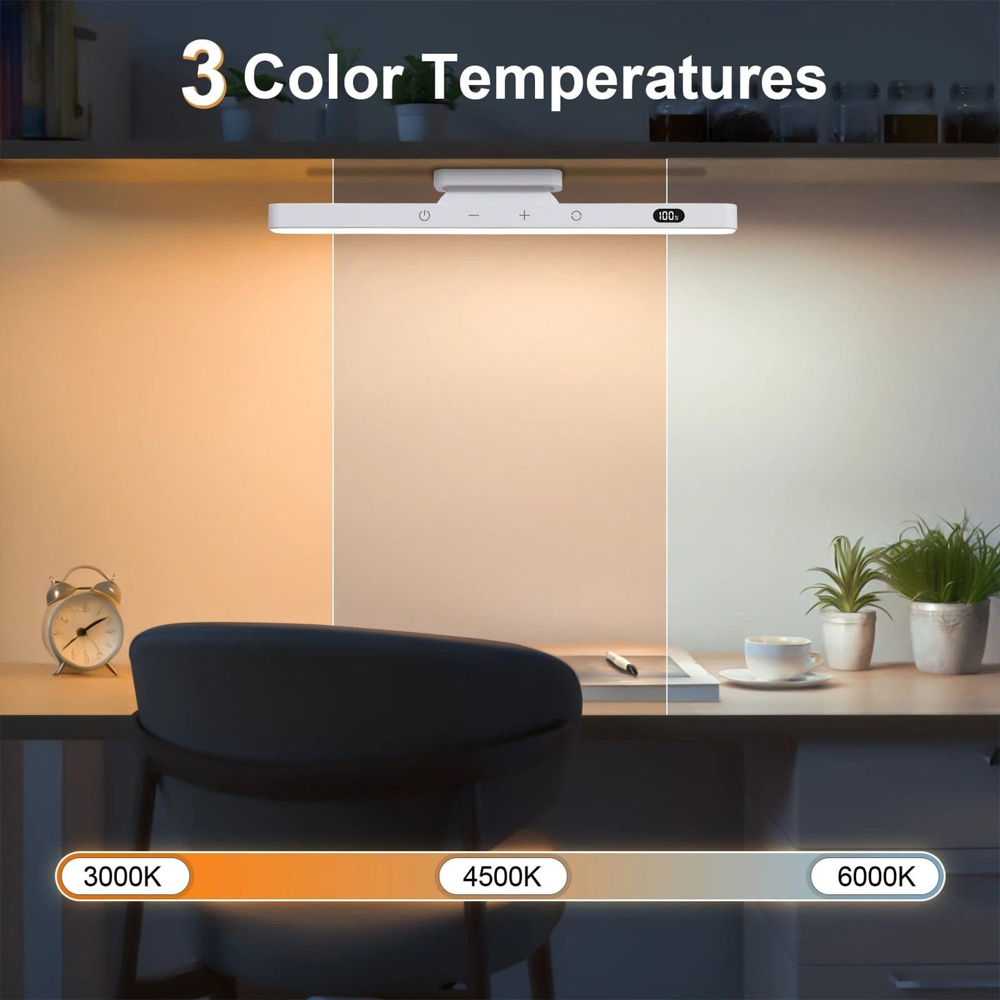 RoyaleGlow Bärbar LED Skrivbordslampa - Magnetisk, Fjärrstyrd Dimbart med 3 Färglägen