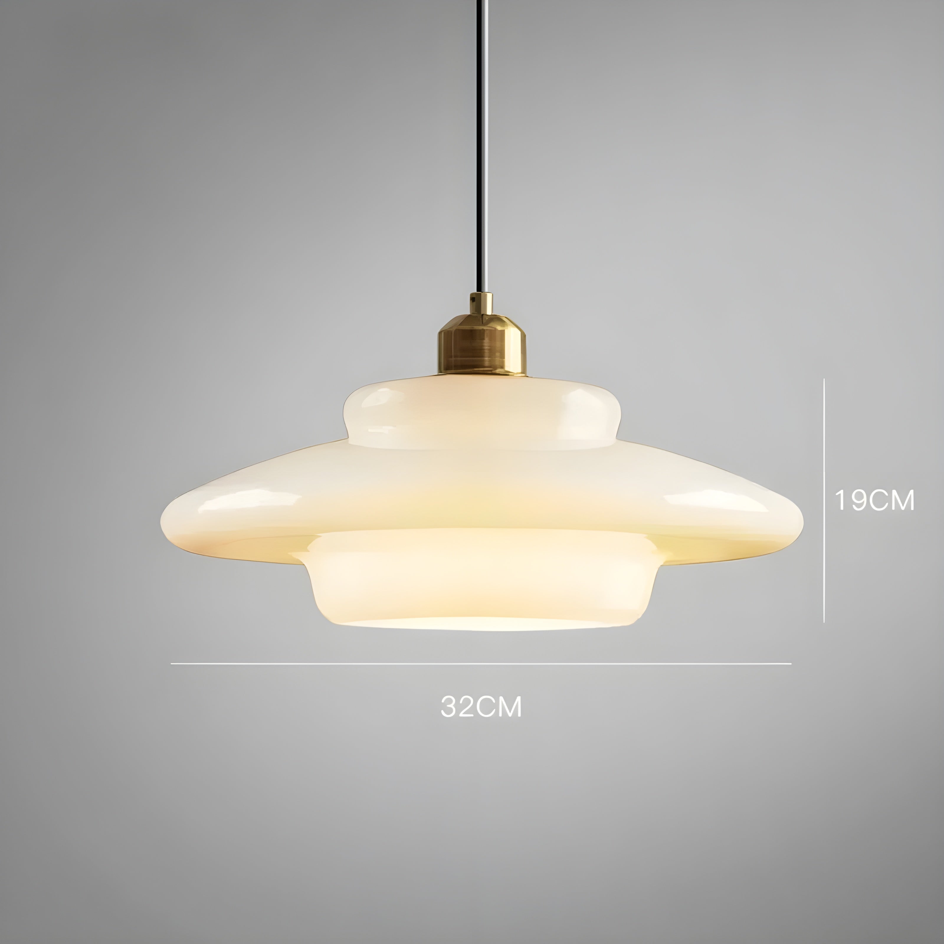 AuraBeam Light – Minimalistisk elfenbensfärgad LED-hänglampa i glas