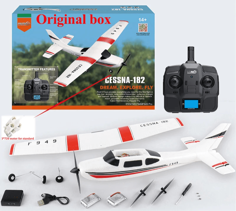 Fjärrstyrd leksaksplan med stabiliserad flygning