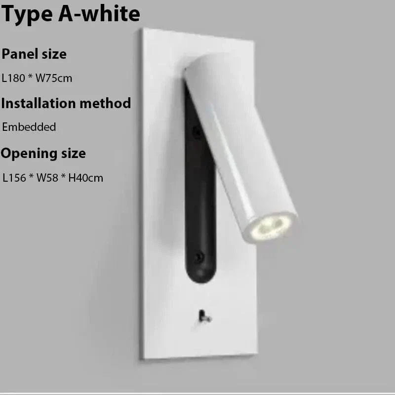 Justerbar USB-laddningsvägglampa med 350° rotation – Modern vägglampa för nattduksbord och hotellanvändning