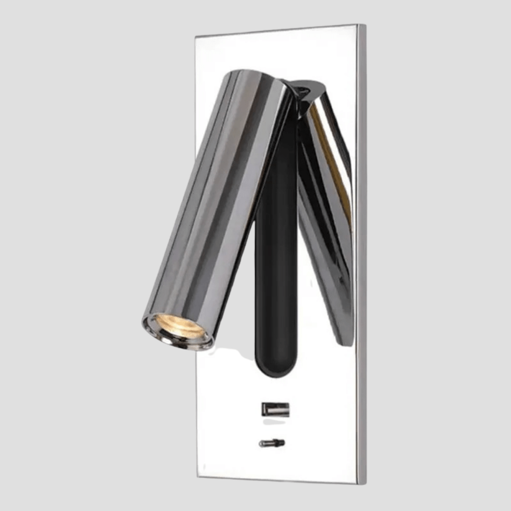 Justerbar USB-laddningsvägglampa med 350° rotation – Modern vägglampa för nattduksbord och hotellanvändning