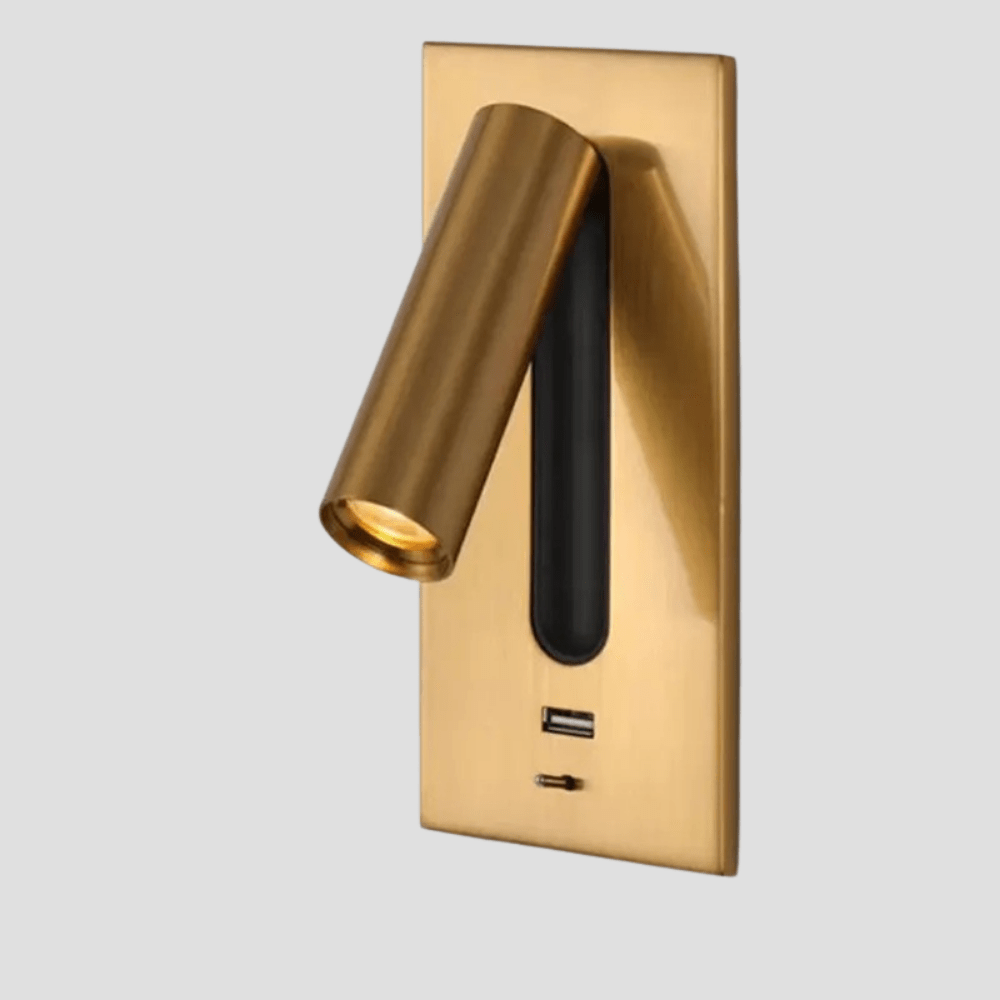 Justerbar USB-laddningsvägglampa med 350° rotation – Modern vägglampa för nattduksbord och hotellanvändning