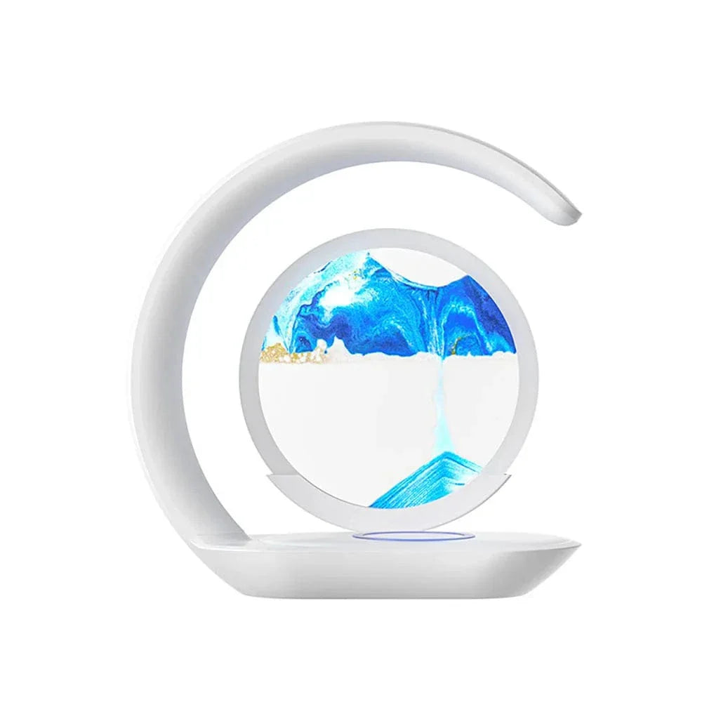 Trådlös LED Bordslampa Med 3D Sandglassdesign – Trådlös Laddning - Justerbar Färg - Modern Stil - Idealisk För Sängbord Eller Skrivbord