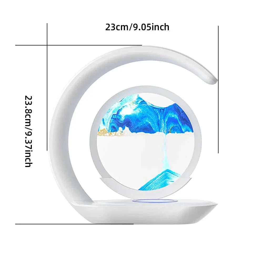 Trådlös LED Bordslampa Med 3D Sandglassdesign – Trådlös Laddning - Justerbar Färg - Modern Stil - Idealisk För Sängbord Eller Skrivbord