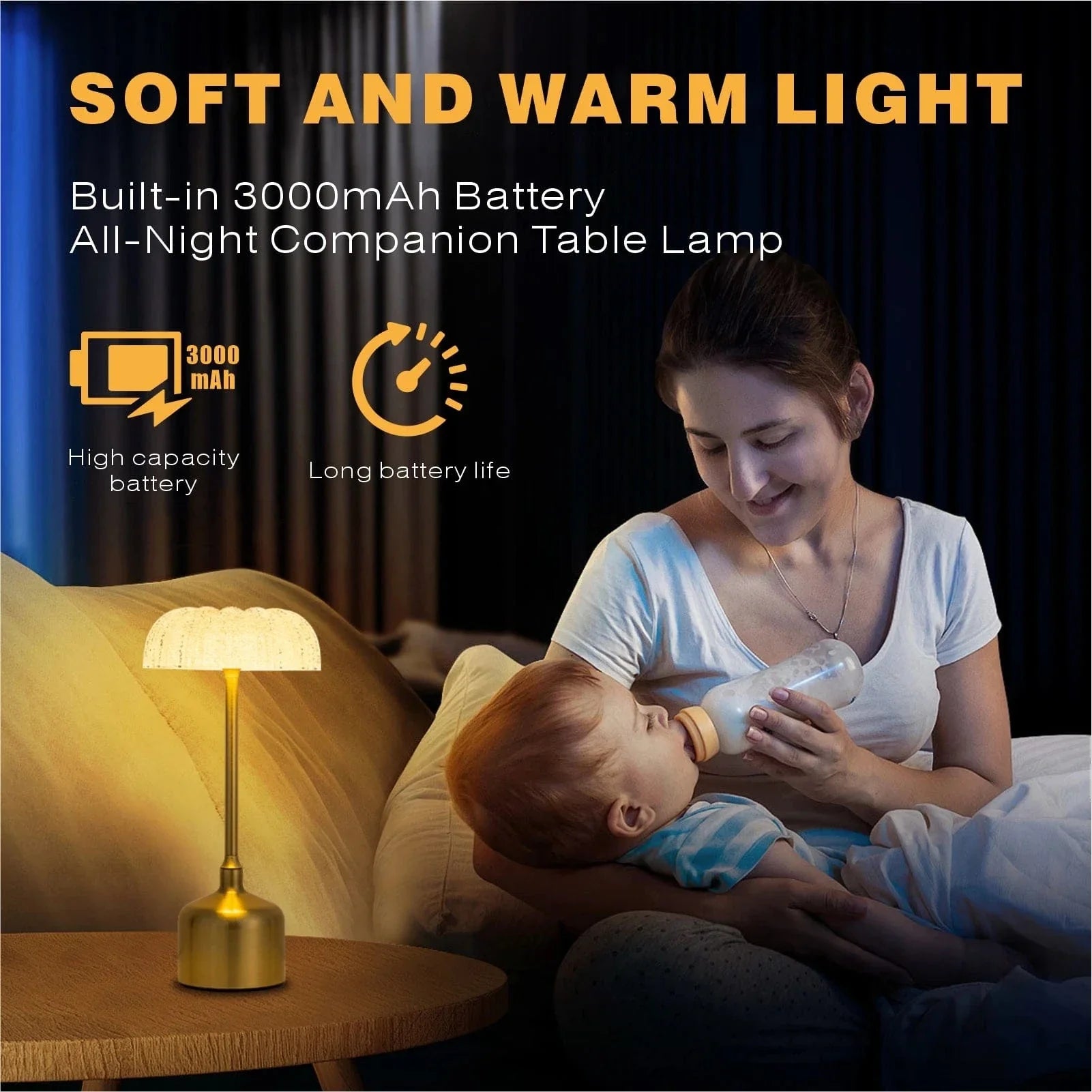 Trådlös LED-Bordslampa Med Touchkontroll – Laddningsbar - Dimmbar - 3 Belysningslägen - Elegant Metalldesign - Bärbar Nattlampa