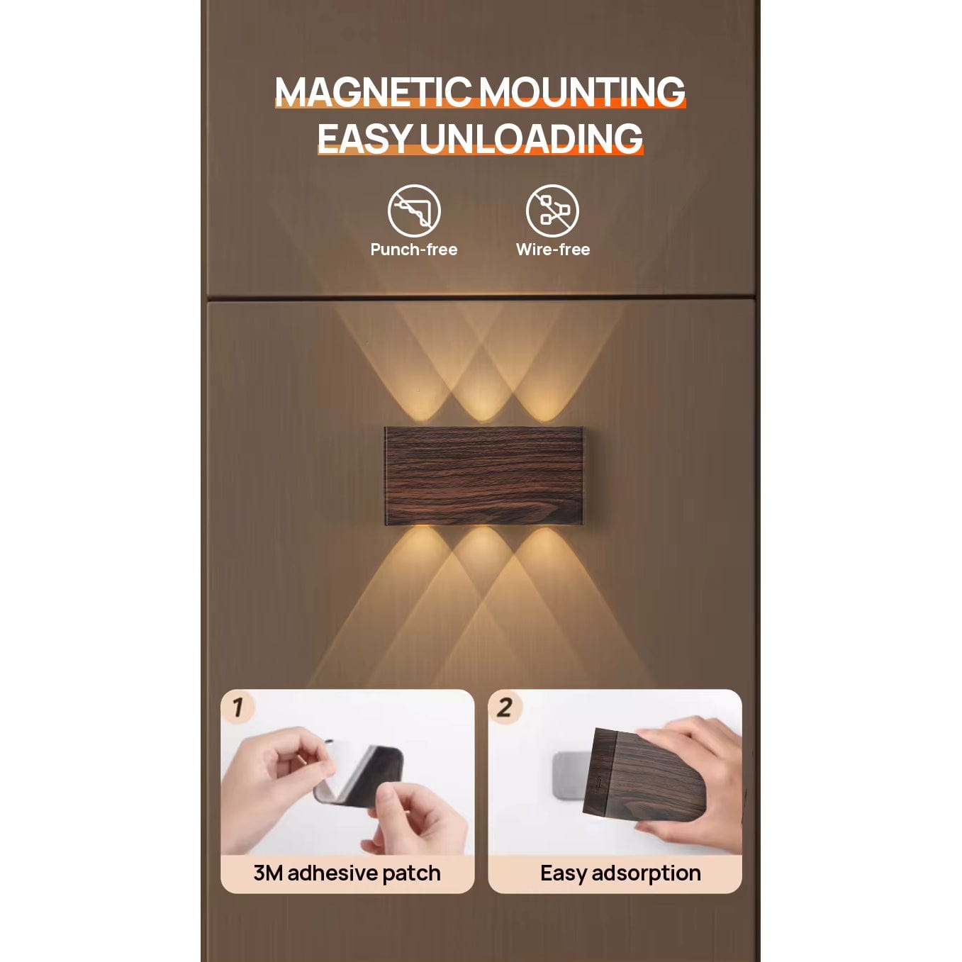 Trådlös LED-vägglampa med touchkontroll – Uppladdningsbar - Dimbar - Minimalistisk design - Tre färgtemperaturer - Inomhusbruk