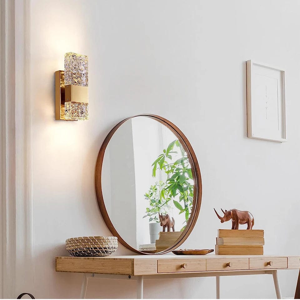 Dimbar LED Kristall Vägglampa med Fjärrkontroll, Justerbar 3000K-6000K för Badrum, Vardagsrum och Sovrum Sconces