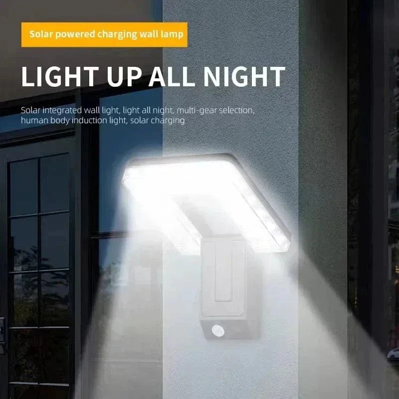 Fällbar Solvägglampa Med Rörelsesensor – Vattentålig - Justerbart 120° Huvud - Energisparande - 3 Belysningslägen - Utomhusbruk