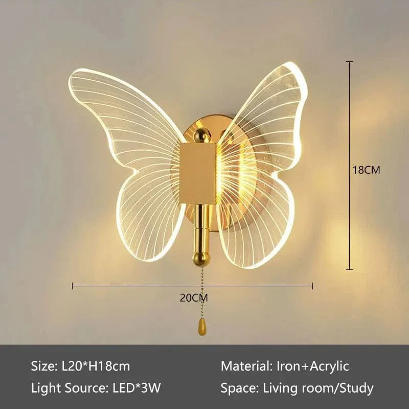 Gyllene LED Fjäril Hänglampa