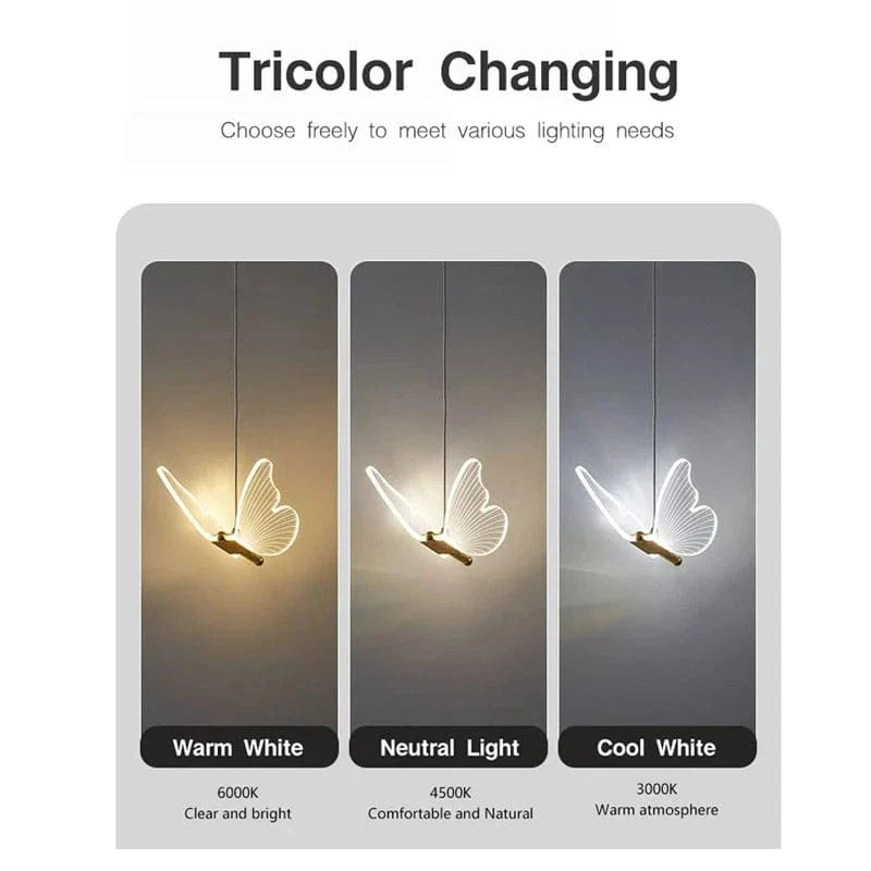 Gyllene LED Fjäril Hänglampa