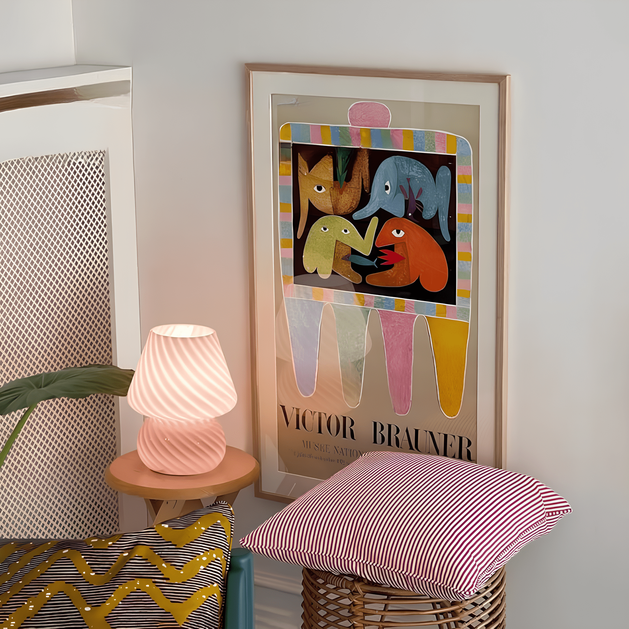 Hand-blåst glas svampbordslampa