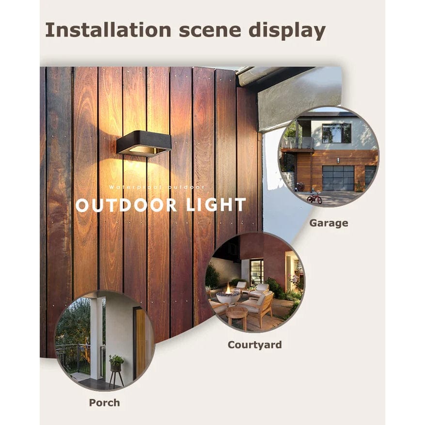 IP65 Vattentålig Utomhus Vägglampa – Modern Design - Upp- och Nedljusterande - Svart/Grå - Idealisk för Trädgårds- och Patio Belysning