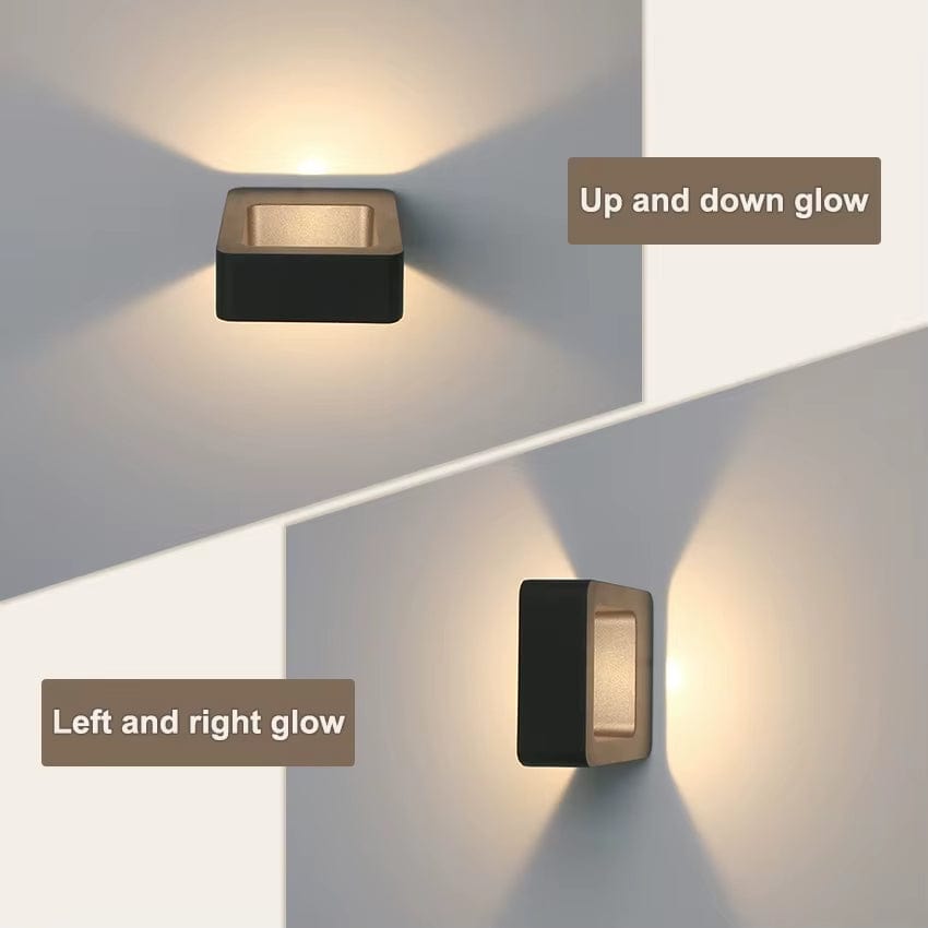 IP65 Vattentålig Utomhus Vägglampa – Modern Design - Upp- och Nedljusterande - Svart/Grå - Idealisk för Trädgårds- och Patio Belysning