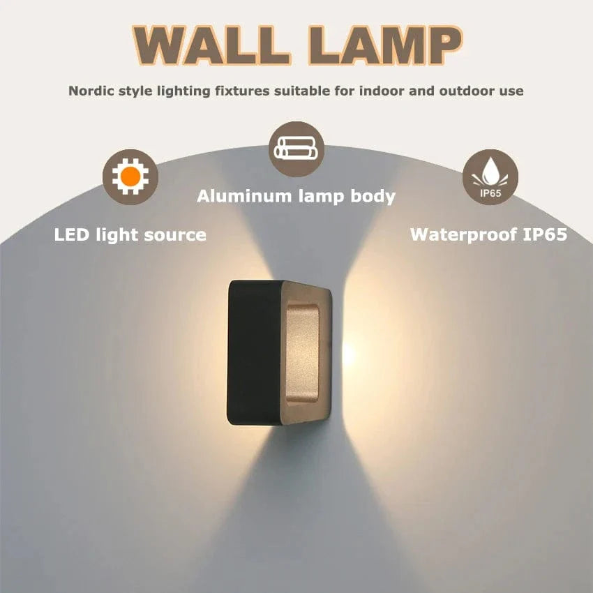 IP65 Vattentålig Utomhus Vägglampa – Modern Design - Upp- och Nedljusterande - Svart/Grå - Idealisk för Trädgårds- och Patio Belysning