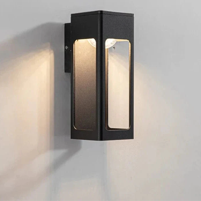 IP67 Vattentät 12W Svart Aluminium Utomhusvägglampa – Modern Utvändig Vägglampa för Trädgård och Veranda