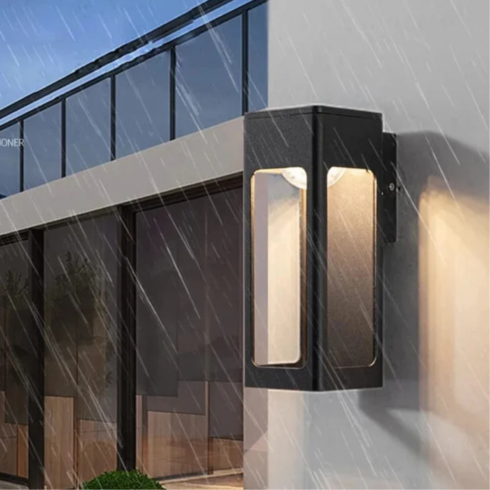 IP67 Vattentät 12W Svart Aluminium Utomhusvägglampa – Modern Utvändig Vägglampa för Trädgård och Veranda