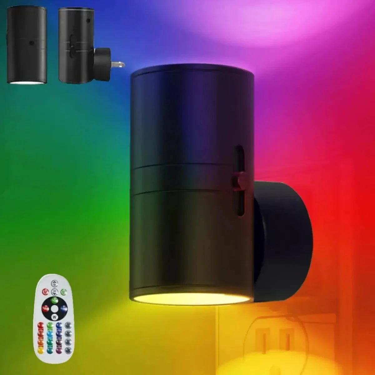 LED Vägg Nattlampa Med Plug-In Design – Sensoraktiverad - Fjärrkontroll - 16 Färgval - Idealisk För Sovrumsinredning