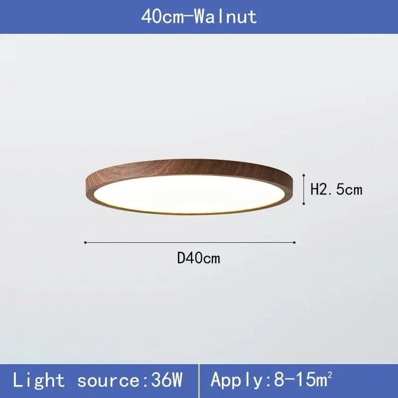 Modern Cirkulär Ultrathin Trä LED Taklampa