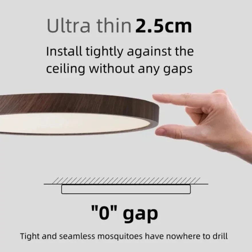 Modern Cirkulär Ultrathin Trä LED Taklampa