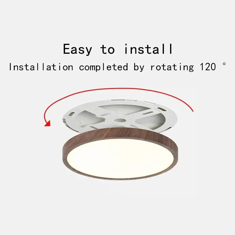 Modern Cirkulär Ultrathin Trä LED Taklampa
