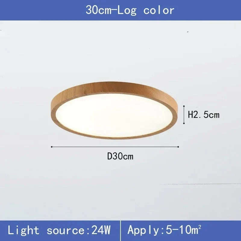 Modern Cirkulär Ultrathin Trä LED Taklampa