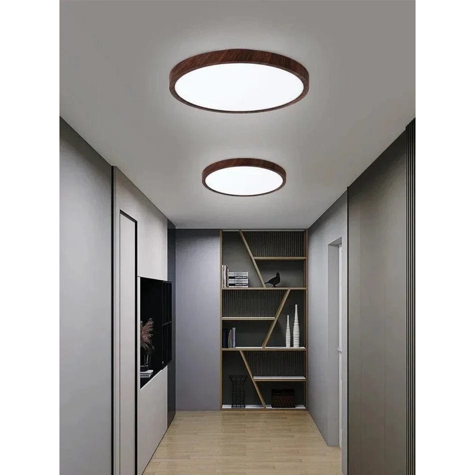 Modern Cirkulär Ultrathin Trä LED Taklampa