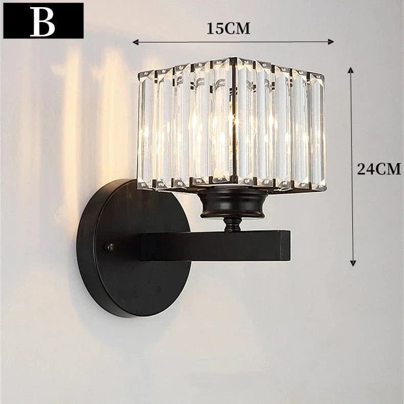 Modern LED Vägglampa Med Kristallackenter - Metallkonstruktion - Justerbar Belysning - Nordisk Stil - Ideal För Vardagsrum - Sovrum - Korridor