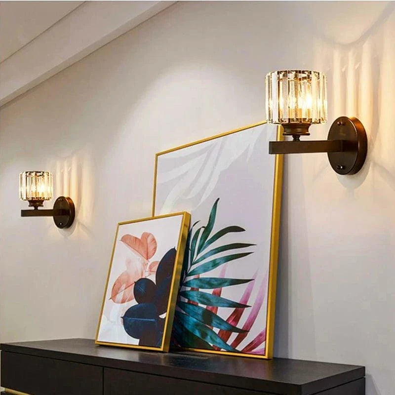 Modern LED Vägglampa Med Kristallackenter - Metallkonstruktion - Justerbar Belysning - Nordisk Stil - Ideal För Vardagsrum - Sovrum - Korridor