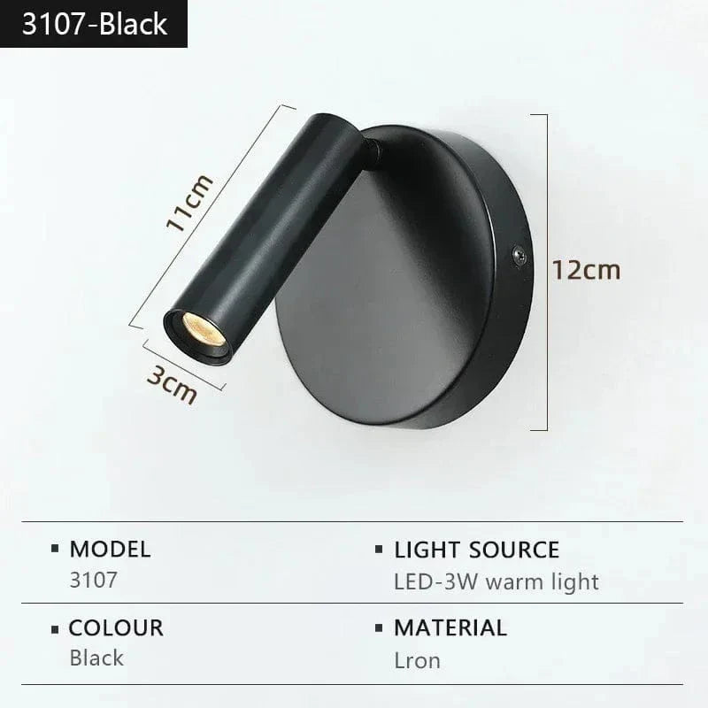 Modern LED Vägglampa Med Strömbrytare - Inomhus - Justerbar - USB Laddning - 350° Rotation - Svart/Koppar Finish