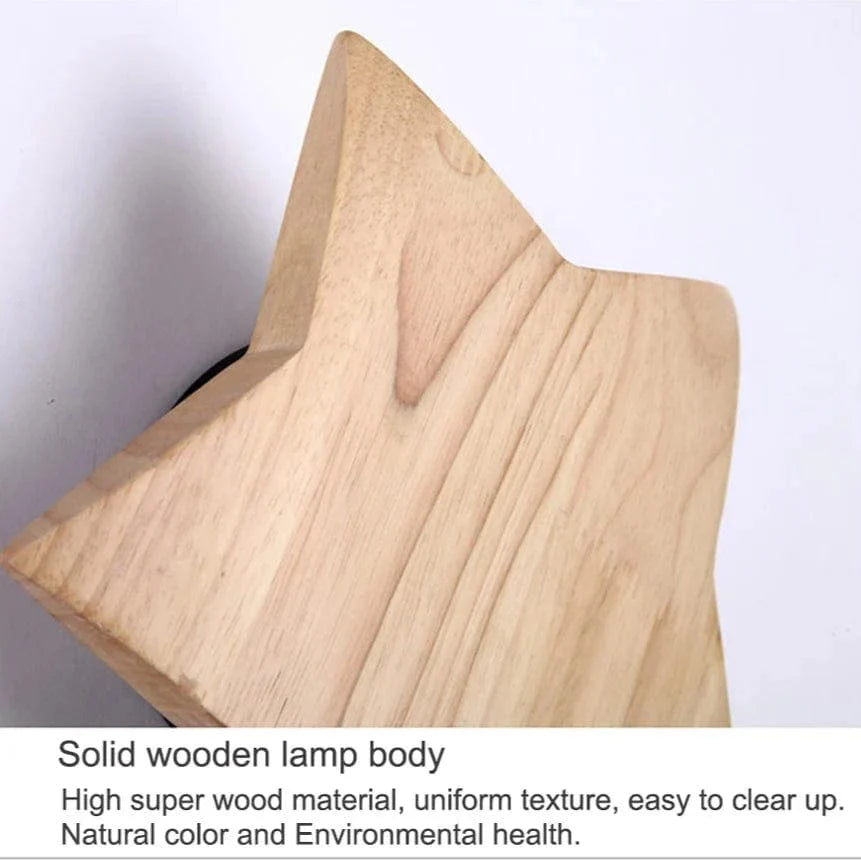 Modern Stjärnformad Vägglampa i Massivt Trä och Järn för Vardagsrum och Sovrum – E27 Vägglampor Inomhus Sconces