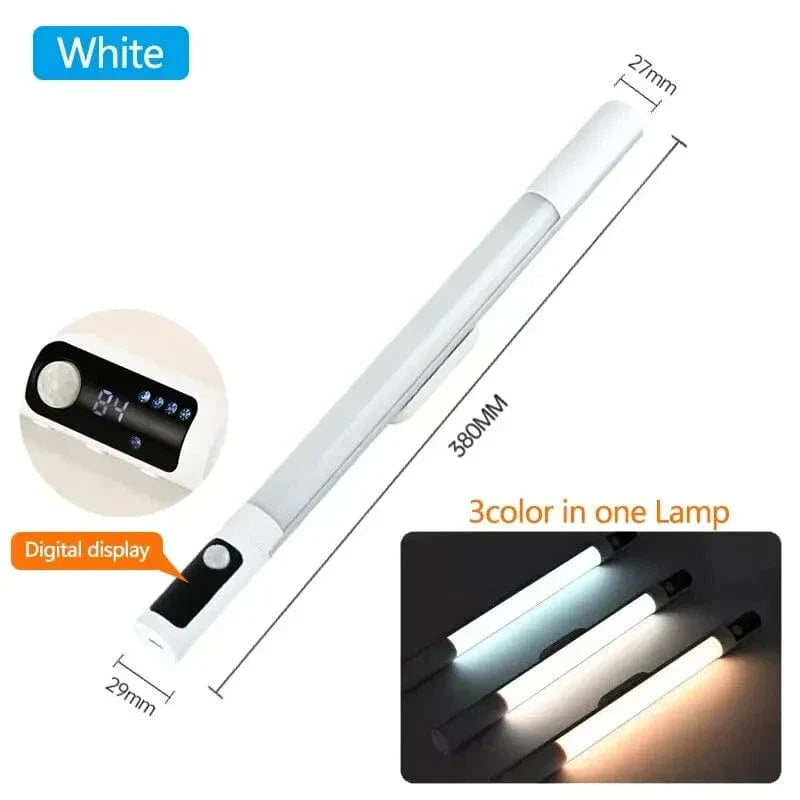 Uppladdningsbar LED-nattlampa med rörelsesensor och digital skärm – Inomhusbruk för kök och skåp