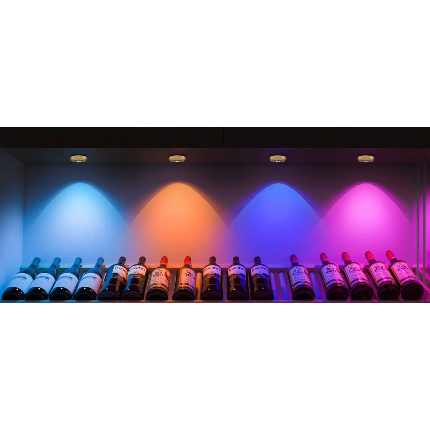 Återuppladdningsbara LED puckljus med magnetfäste – RGB-färgtemperatur - Justerbar ljusstyrka - Inomhus konstbelysning - Fjärrkontroll