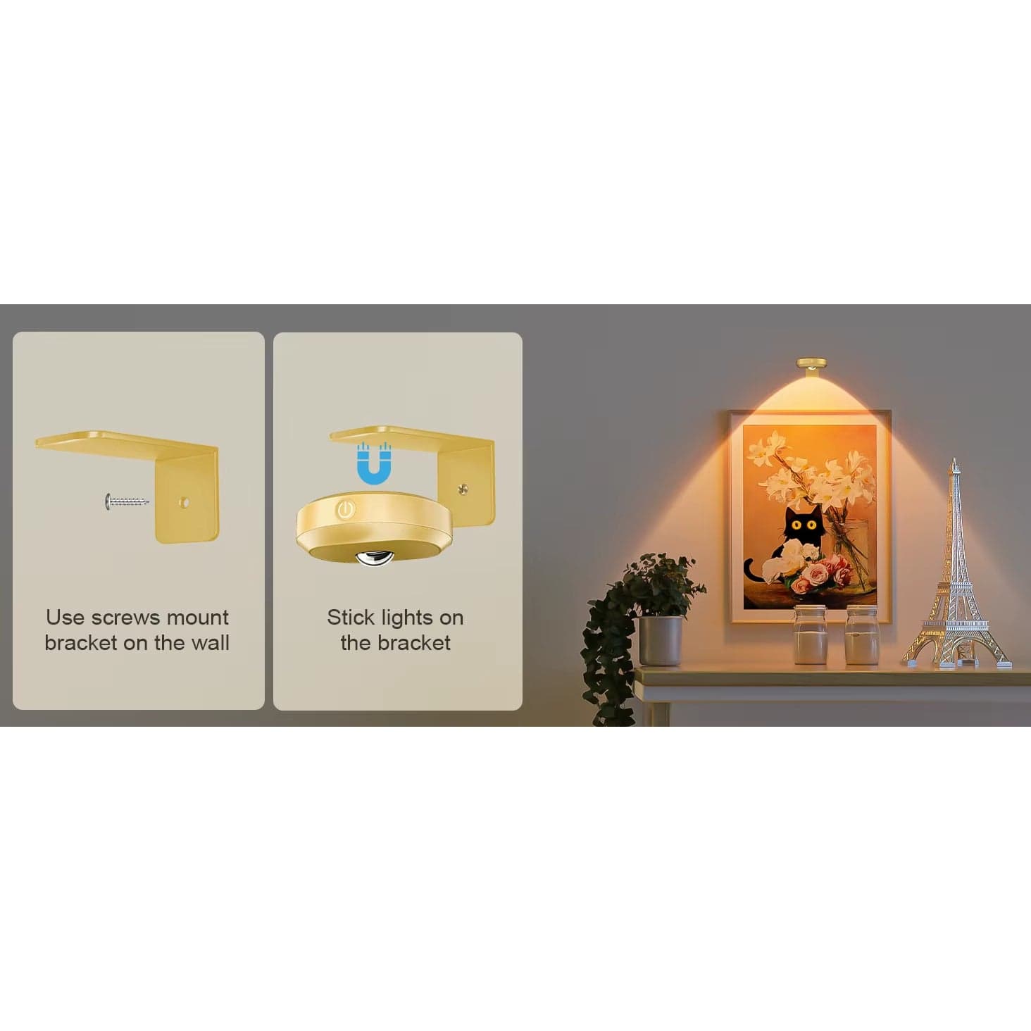 Återuppladdningsbara LED puckljus med magnetfäste – RGB-färgtemperatur - Justerbar ljusstyrka - Inomhus konstbelysning - Fjärrkontroll