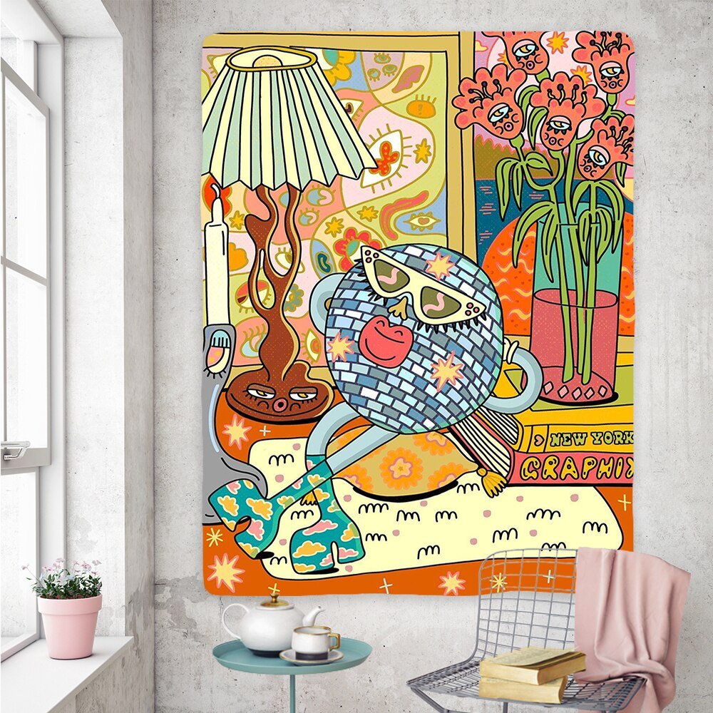 Vintage Psykedelisk Rock Hip Hop Tapestry 100% Polyester