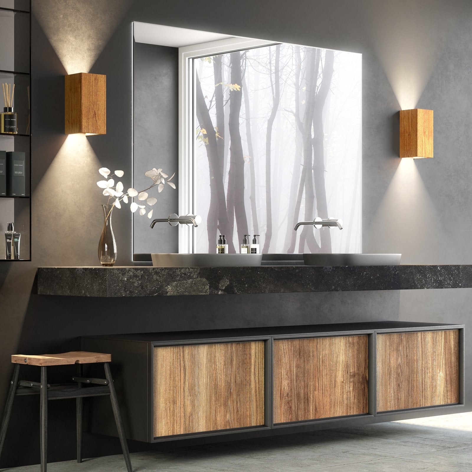 NordicGlow – Rustik Trä Vägglampa med LED Belysning för Vardagsrum och Sovrum