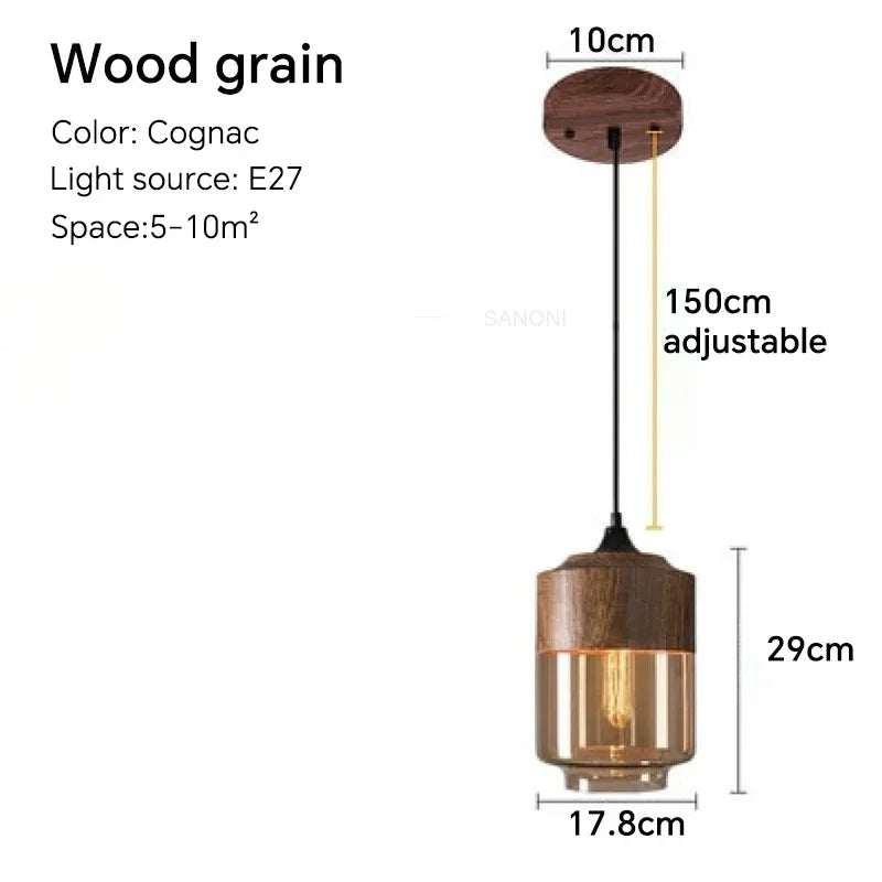 Nordic Wood Glas Pendel Ljuskrona – Modern Hängande Lampa