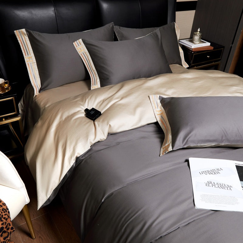 Deluxe Satinbomull Broderad Sängklädesats - 4-delad - LB7