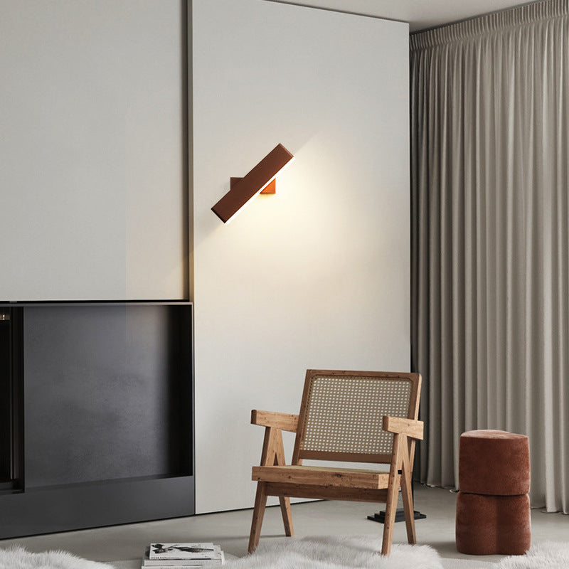 Aqsa Minimalistisk LED Vägglampa - Svart/Guld/Brun, Sovrum, Metall