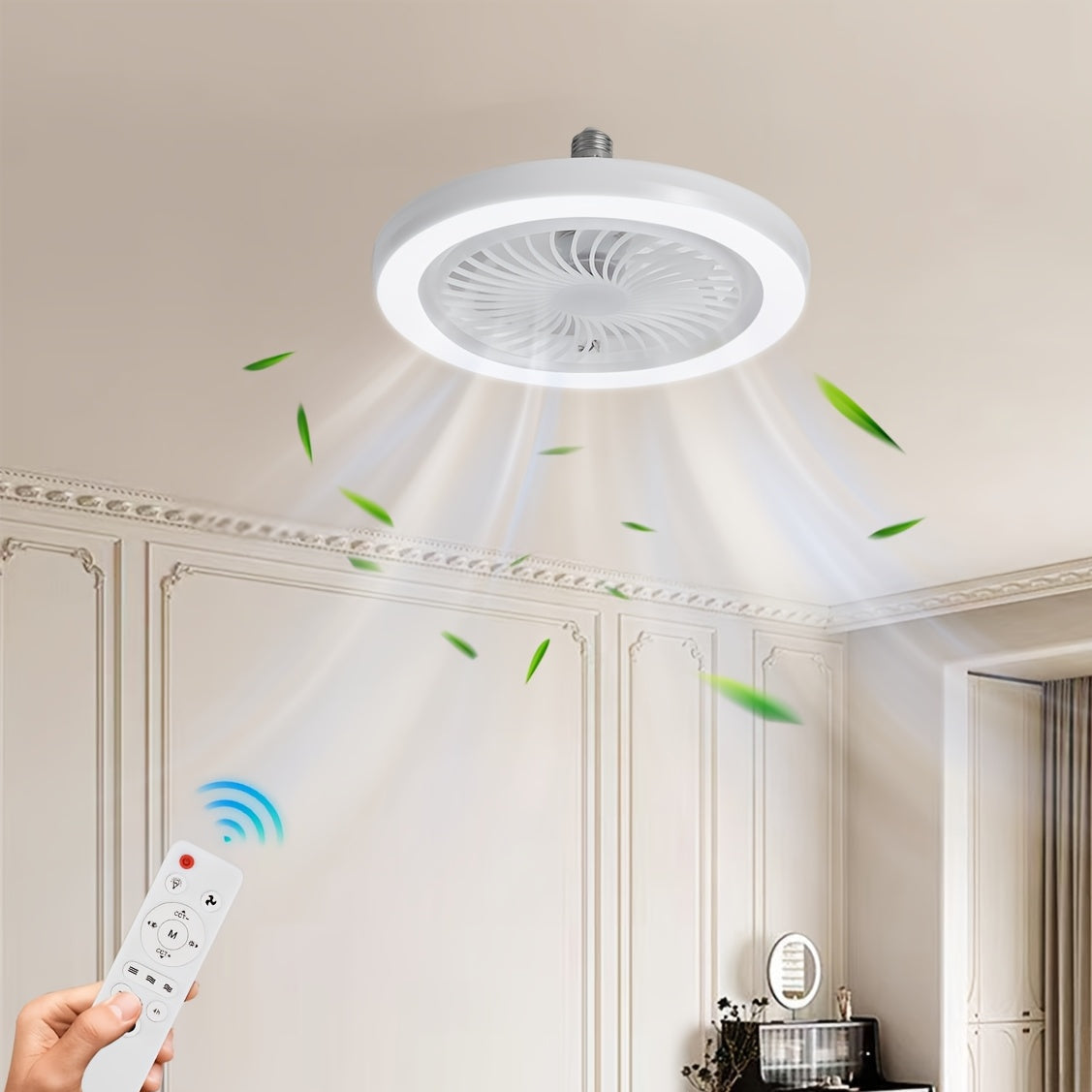 LED Smart Fan Lamp – Dimbar och Tyst