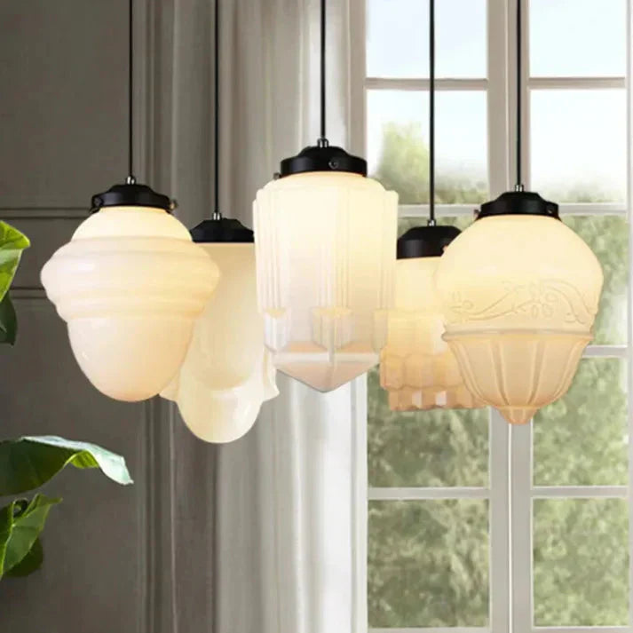 Lunara | Geometrisk mjölkglas pendellampa i vitt
