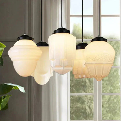 Lunara | Geometrisk mjölkglas pendellampa i vitt