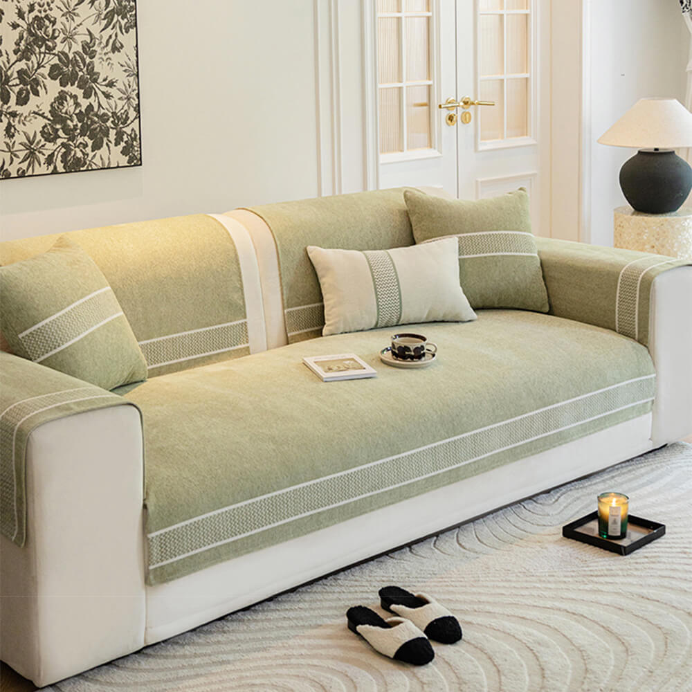 Chenille Jacquard Bred Kant Design Repellenta Sofföverdrag